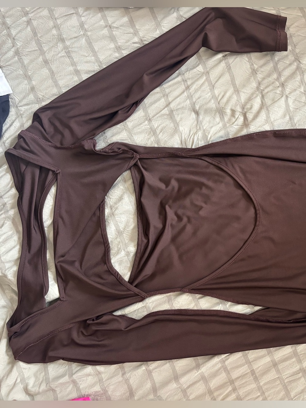 Long Sleeve Brown Dress - Dark Brown